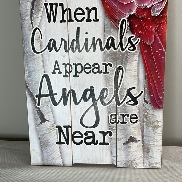 Cardinal Wall Art Sign Decor When Cardinals Appear Angels Are Near Shiplap Red - Picture 4 of 8